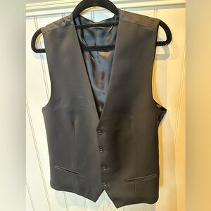 Boys Size Large Black Suit Button Up Vest with Satin Back